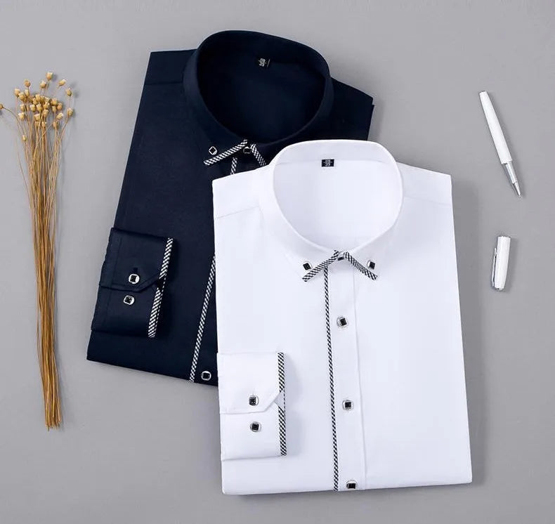 Stylish casual shirt for men in pristine white, designed for comfort with long sleeves, suitable for various occasions and available up to sizes 8XL.