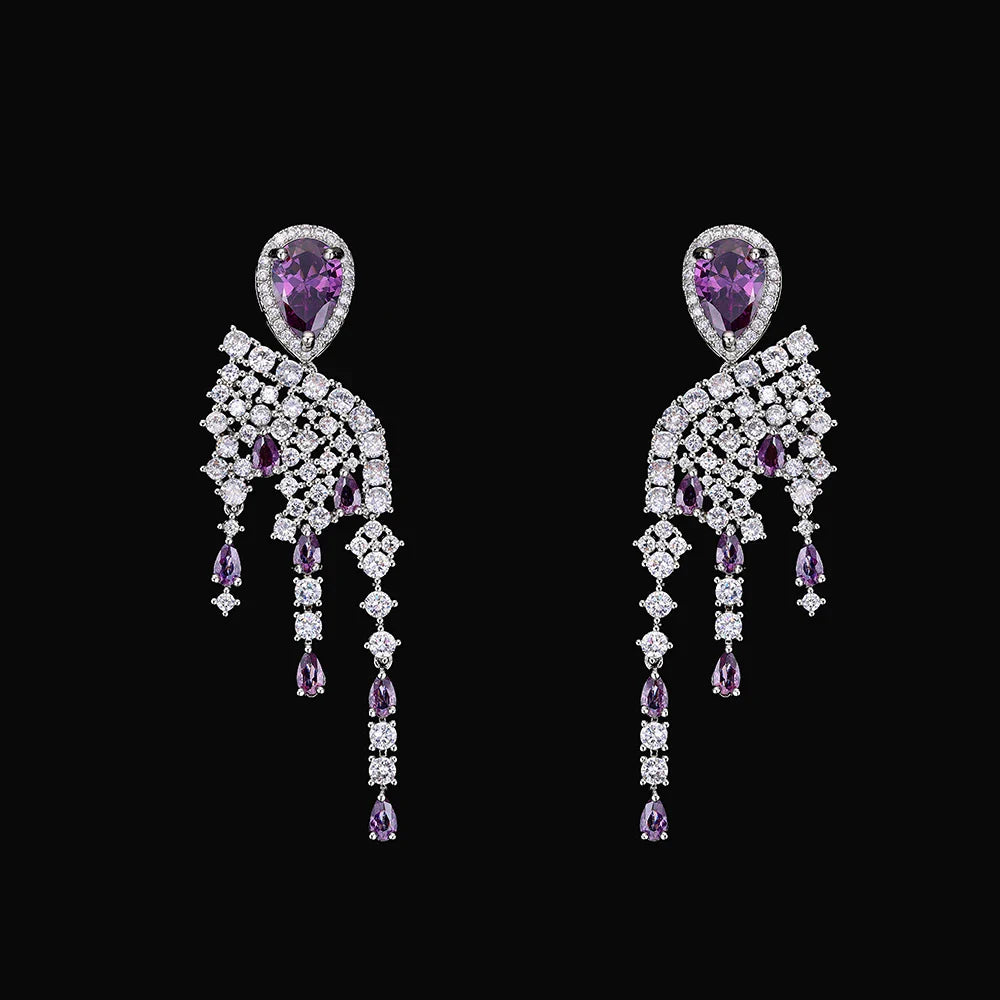 Luxury 4-Piece Bridal Wedding Jewelry Set featuring elegant geometric designs crafted with cubic zirconia, perfect for sophisticated women's accessories.