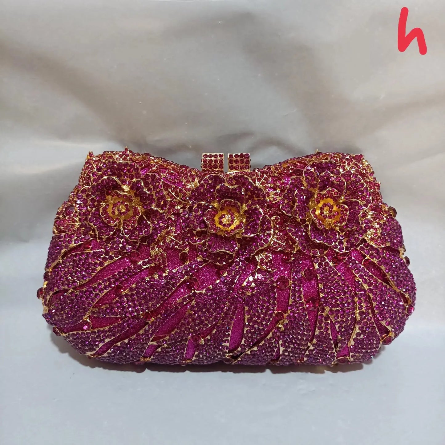 Chic rhinestone embellished evening clutch bag, designed for women's formal attire at parties and social gatherings.