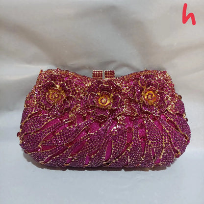 Chic rhinestone embellished evening clutch bag, designed for women's formal attire at parties and social gatherings.