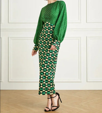 Diverse range of the Elegant Dashiki Bodycon Maxi Dress on display, capturing the exquisite patterns and vibrant colours of contemporary African outfits.