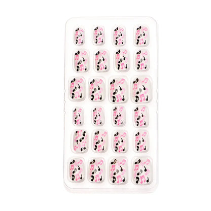 Exquisite set of 24 cute acrylic press-on false nails showcasing intricate flower designs, a luxurious choice for children's nail art.