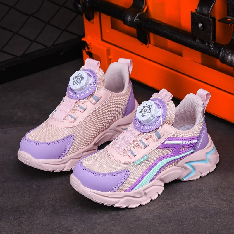 Boys' luxurious summer breathable sports sneakers in sleek black mesh, designed for age 7-13 with an anti-slippery outsole.