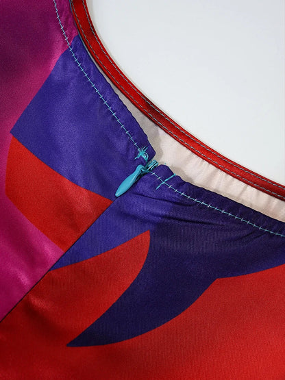 Full view of a sophisticated ankle-length floral tank dress in an A-line silhouette, ideal for elegant day outings and special events.