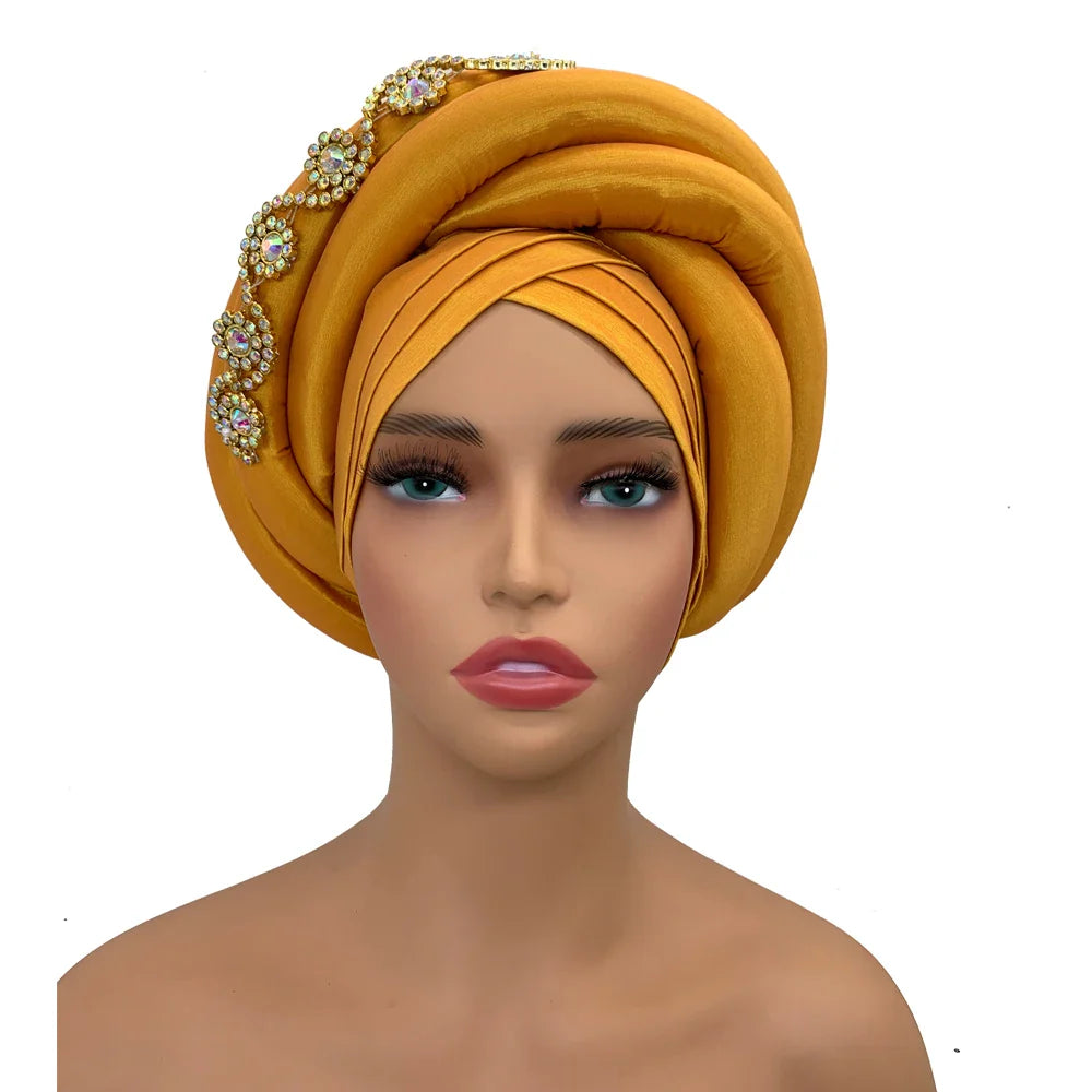 A stylish women’s head wrapped in the Gorgeous Twisted Braid Turban, emphasizing comfort and chic sophistication suitable for everyday wear and special occasions.