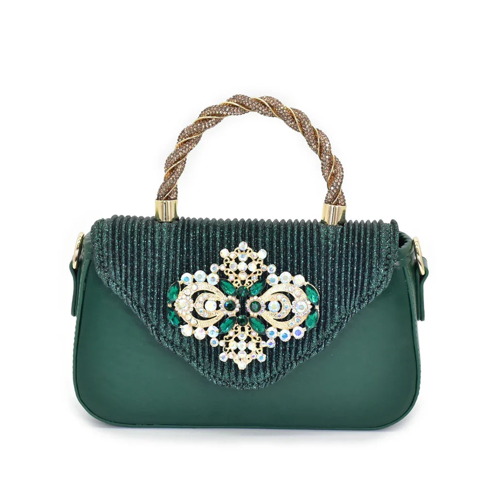 Stylish high-heeled Italian women's shoes with a pointed toe and exquisite crystals, suited for elegant gatherings.