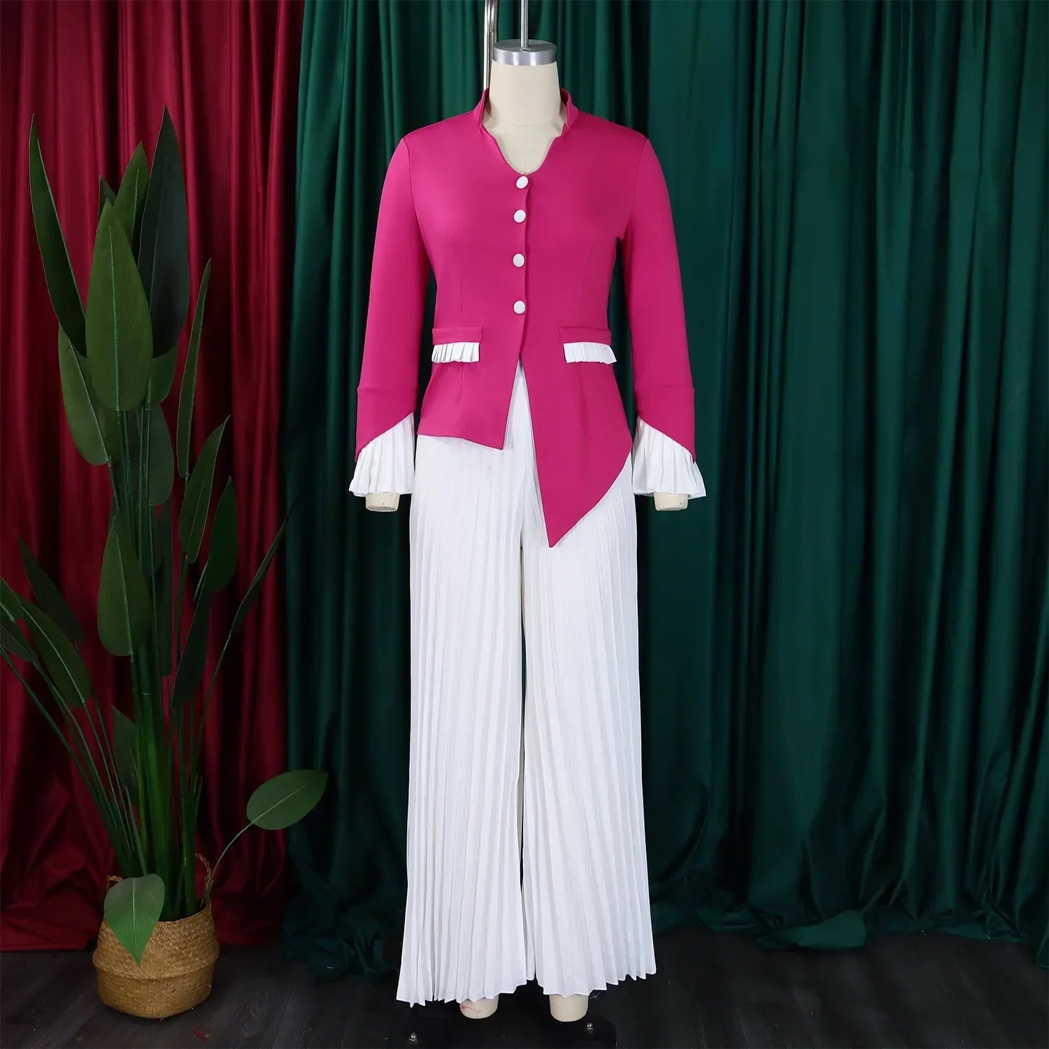 Stylish Flare Sleeve Blazer Shirt from CM.YAYA, an exquisite addition to the modern woman's wardrobe.