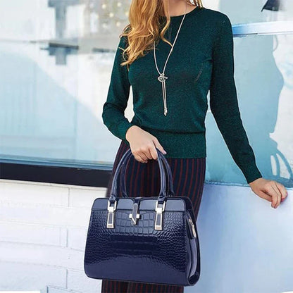 Spacious interior of the luxury bright leather women's tote bag, ideal for everyday essentials.