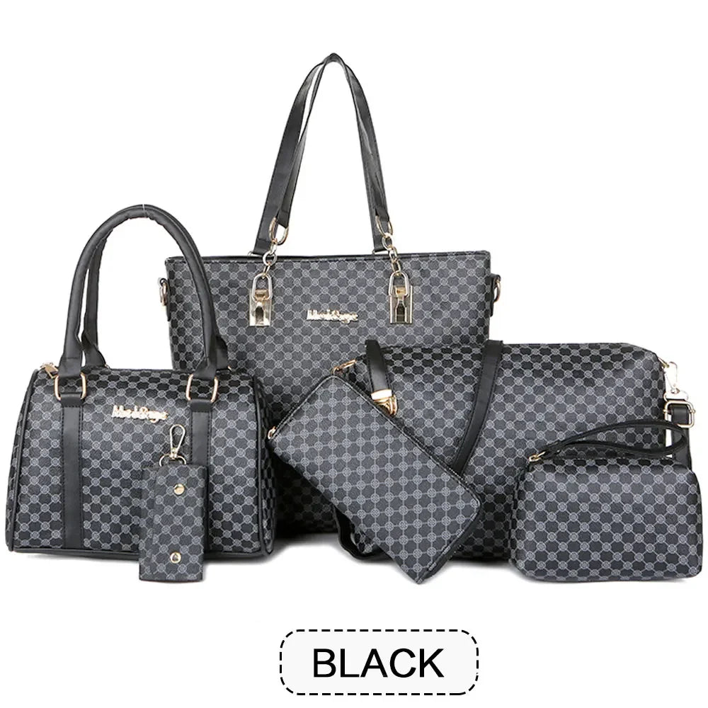 Chic printed tote bag set by KISMIS, featuring multiple designs for versatile and fashionable carrying options.