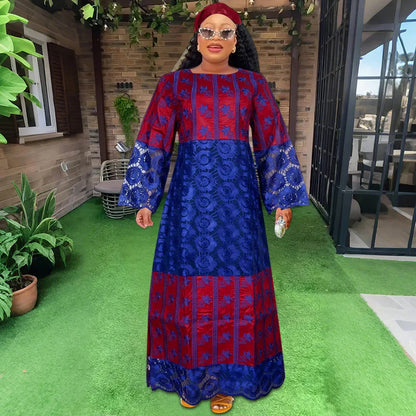 Luxurious H&D women's traditional wedding gown with exquisite embroidery, showcasing timeless African fashion style.