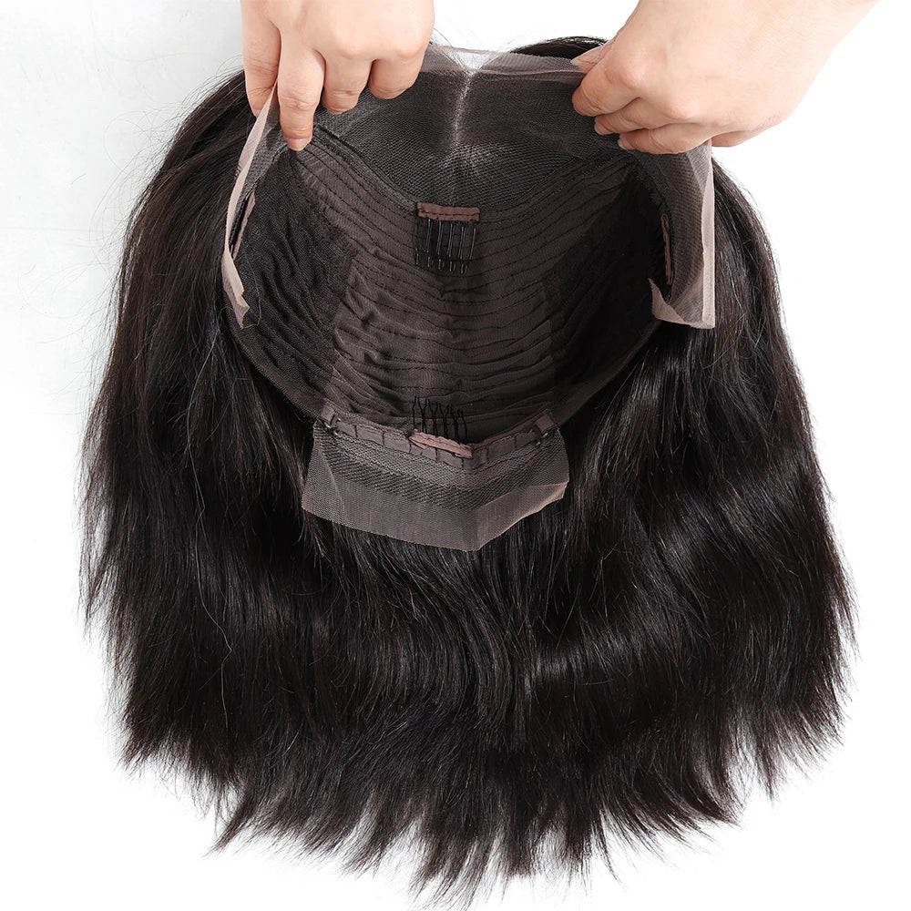 Showcasing the 150% density of the Short Brazilian Lace Front Wig, this image captures the volume and style of premium Brazilian hair.