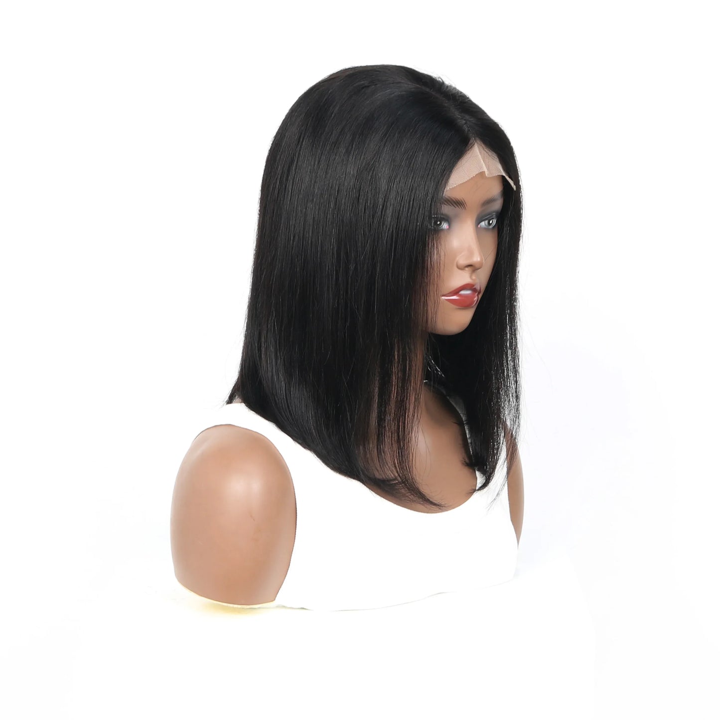 Luxurious transparent lace front wig with a short bob design, perfect for creating sophisticated looks with minimal styling effort.