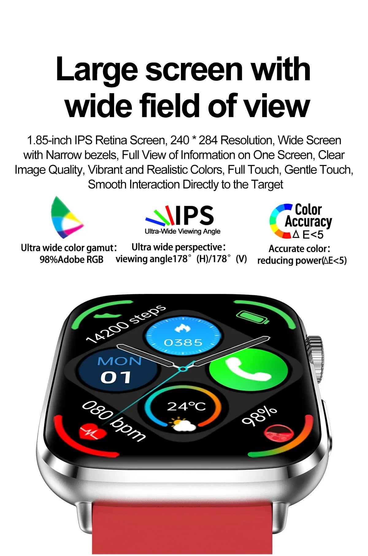 Fashion-forward women's smartwatch with advanced health monitoring functions, including accurate heart rate tracking, presented in a luxurious vibrant AMOLED display.