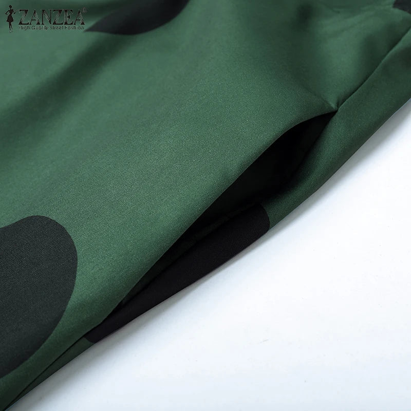 ZANZEA Elegant Polka Dot Maxi Dress for Women featuring a glamorous sleeveless design, perfect for office wear or holiday outings.