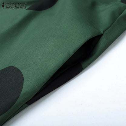 ZANZEA Elegant Polka Dot Maxi Dress for Women featuring a glamorous sleeveless design, perfect for office wear or holiday outings.