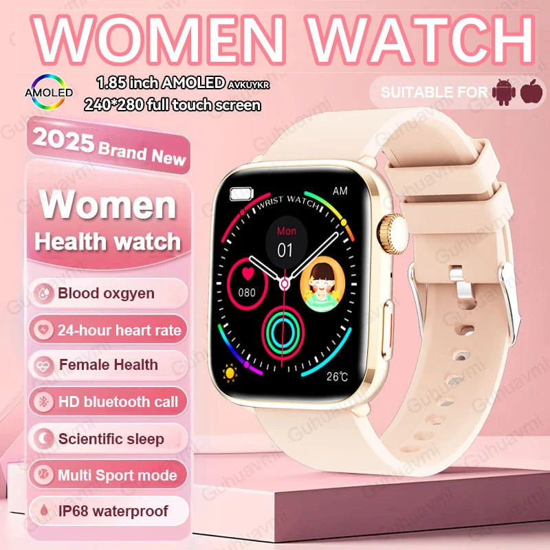 Opulent smartwatch with multiple fitness tracking capabilities, blending fashion with cutting-edge technology for health-conscious women.