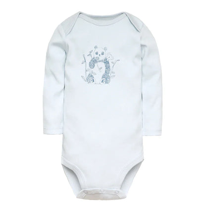 Charming infant bodysuit set made from soft cotton, featuring full sleeves and unique cartoon designs suitable for all occasions.