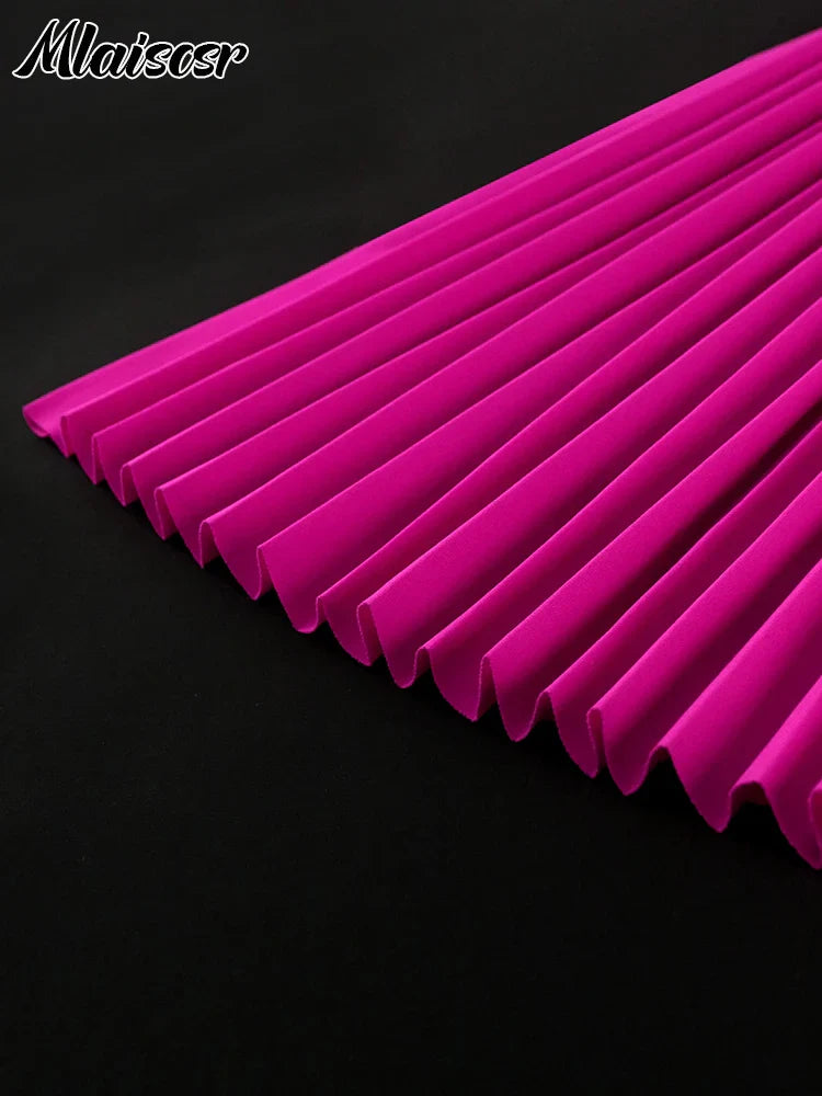 Mlaiscsr Women's Luxury A-Line Pleated Evening Dress featuring elegant mesh patchwork and cloak sleeves, perfect for sophisticated autumn or winter occasions.