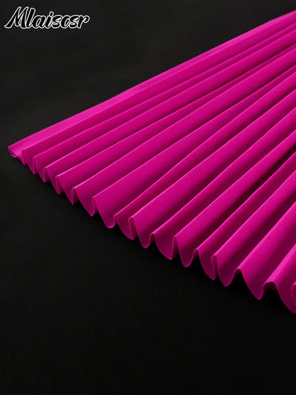 Mlaiscsr Women's Luxury A-Line Pleated Evening Dress featuring elegant mesh patchwork and cloak sleeves, perfect for sophisticated autumn or winter occasions.