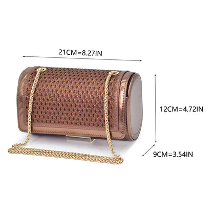 Close-up of the exquisite rhinestone details on the elegant Italian women's shoes and matching bag, embodying luxury fashion.