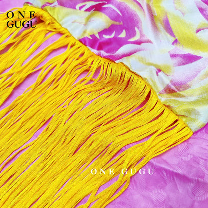 Close-up of the detailed embroidery and embellishments on the luxury blue African Dashiki wedding dress, showcasing exquisite craftsmanship.