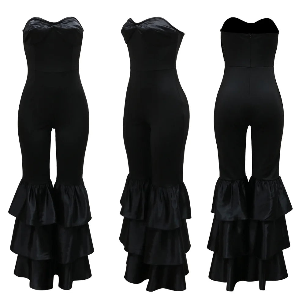 Sophisticated sleeveless jumpsuit with slim fit, ankle-length pants, ideal for autumn and winter styling.