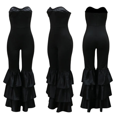 Sophisticated sleeveless jumpsuit with slim fit, ankle-length pants, ideal for autumn and winter styling.