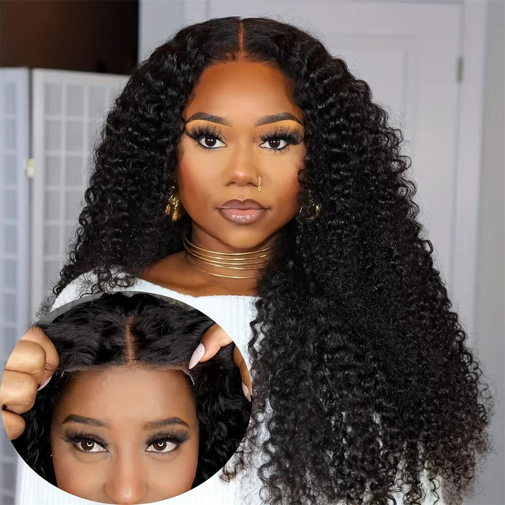 Luxury Brazilian Remy human hair water wave glueless 4x4 lace closure wig, pre-plucked and elegant design, showcasing 26 inch length.