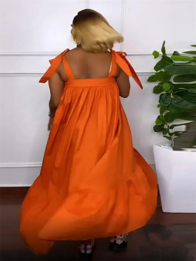 Chic Wmstar Plus Size Maxi Dress in vibrant red, an ankle-length slip dress embodying classic elegance and sophistication for women.