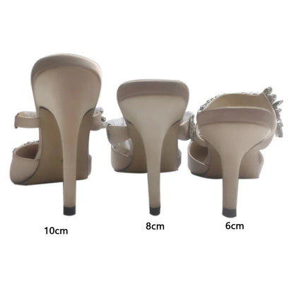 Chic low heel pointed stiletto mules made from high-quality silk, adorned with dazzling rhinestones.