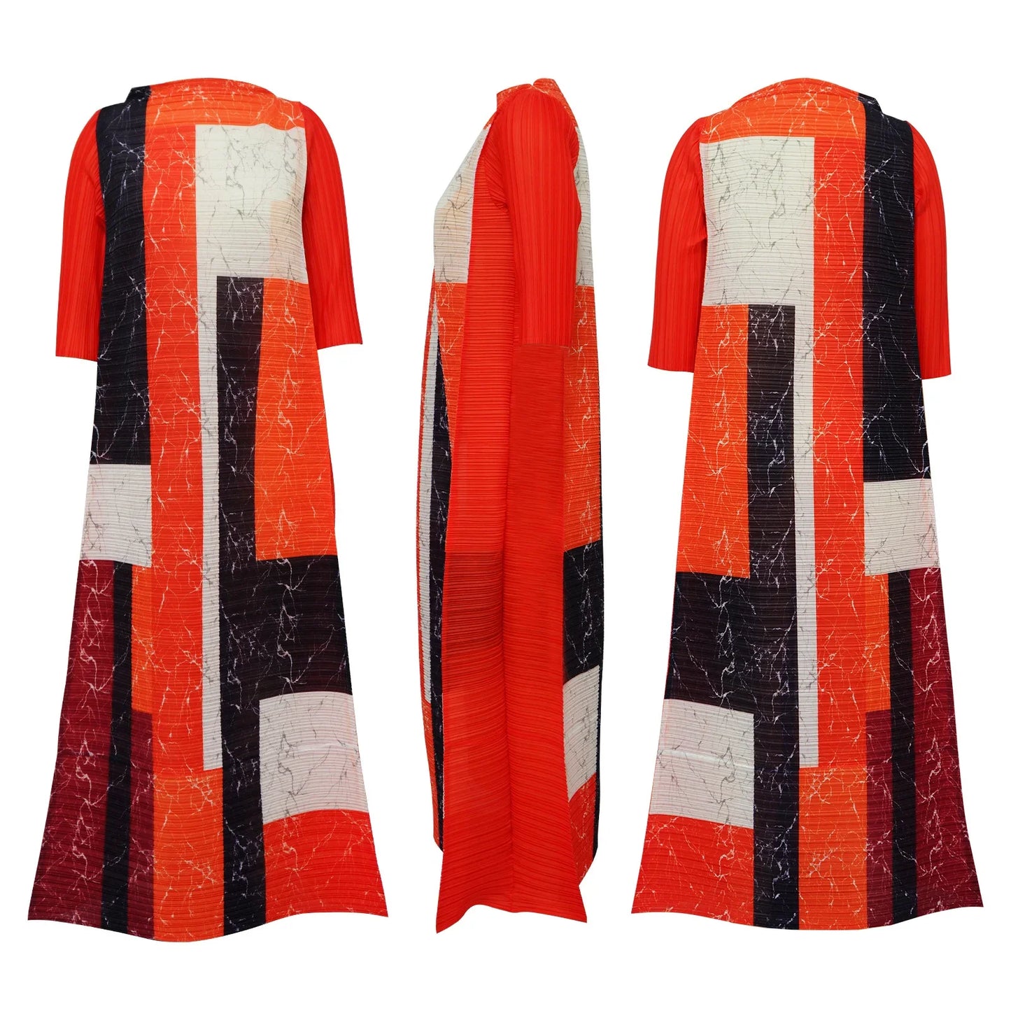 Elegant African Plus Size O-Neck Pleated Dress featuring traditional Dashiki design, perfect for women seeking luxury in ethnic wear.