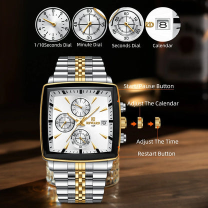 Men's luxury waterproof luminous smart watch with a push-button hidden clasp, designed for comfort and sophistication, ideal for the modern gentleman.