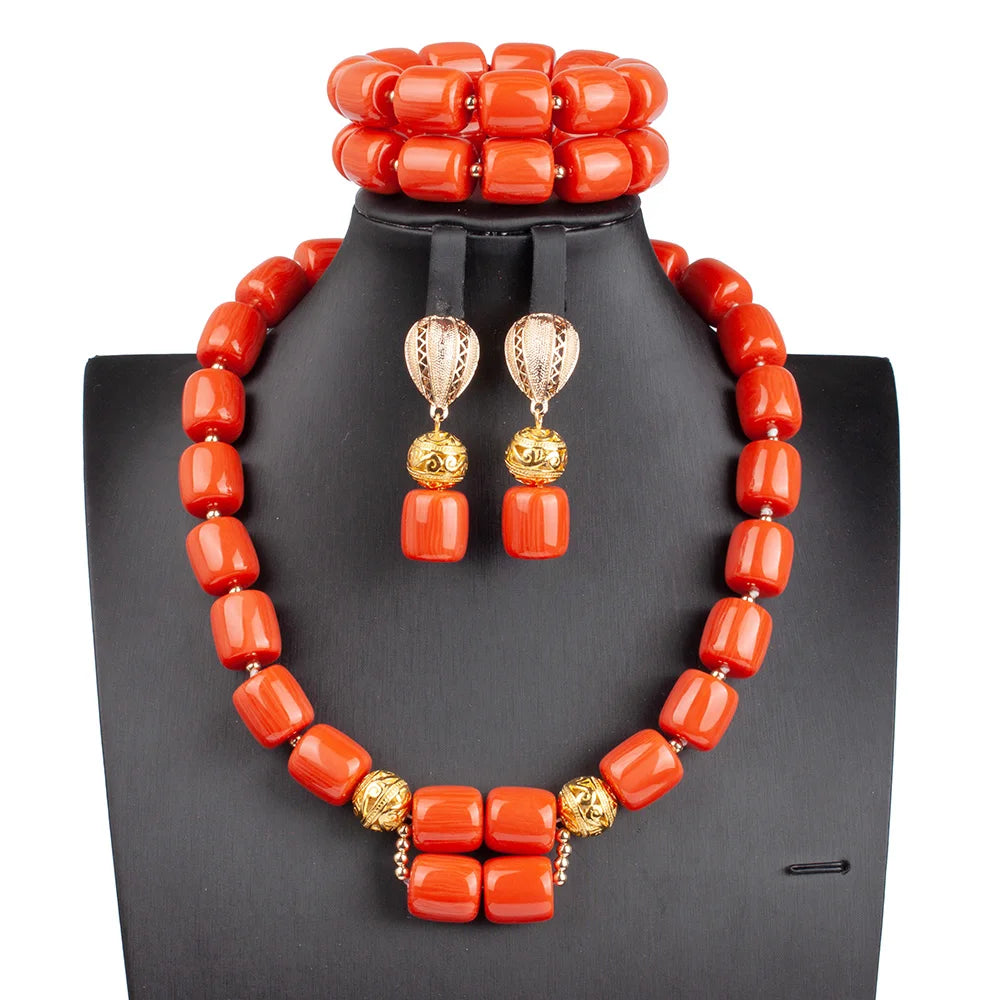 Stylish bracelet from the luxury African beads collection, adorned with artificial coral, ideal for special occasions.