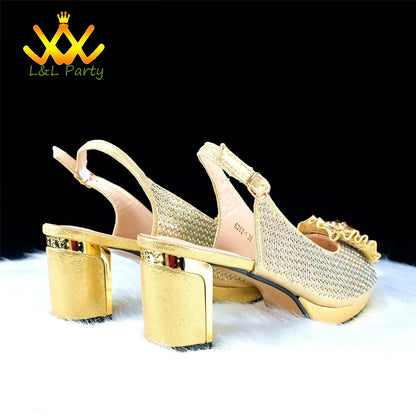 Complete outfit ensemble featuring elegant green crystal sandals and matching handbag, designed for sophisticated weddings.