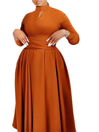 Chic half-collar Wmstar Plus Size dress made of high-quality polyester, perfect for curvy women seeking elegance in party attire.