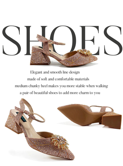 Luxurious QSGFC women's high heels with elegant crystal detailing, perfect for special occasions, featuring a pointed toe design.