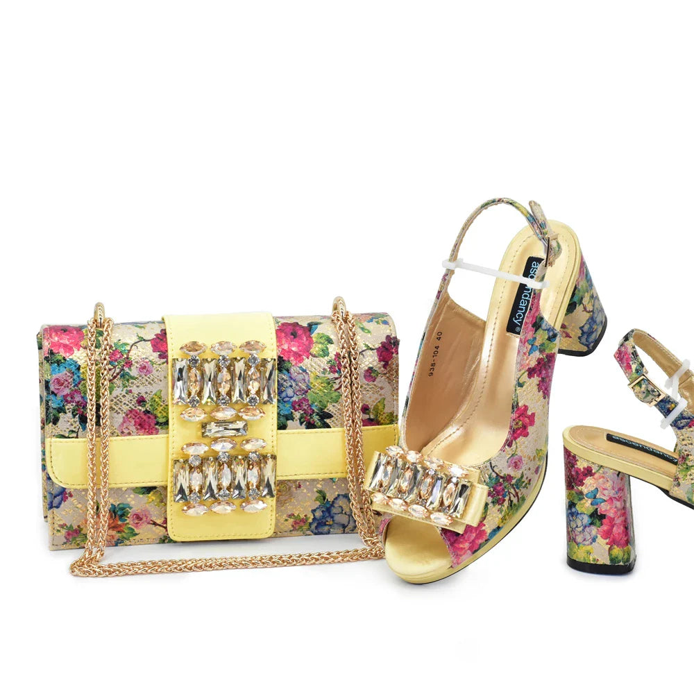 Luxury rhinestone wedding shoes and bags set for women, showcasing elegant peep toe pumps in exquisite detail, perfect for special occasions.