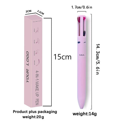 Elegant 4-in-1 multi-functional lip liner, eyeliner, and eyebrow pencil set showcasing its chic design and premium quality in four sophisticated shades.