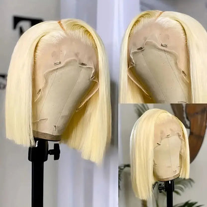 Sophisticated 613 Blonde Bob Wig showcasing transparent lace base, enhancing comfort and realism in wear.