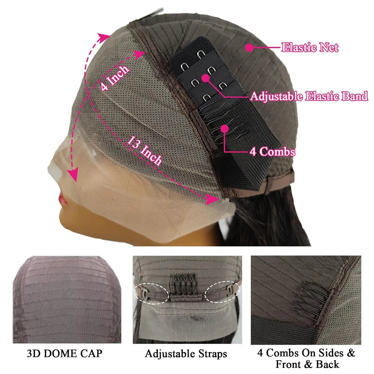 Close-up view of a preplucked luxury bob wig made from high-quality Brazilian Remy human hair, showcasing its natural look.