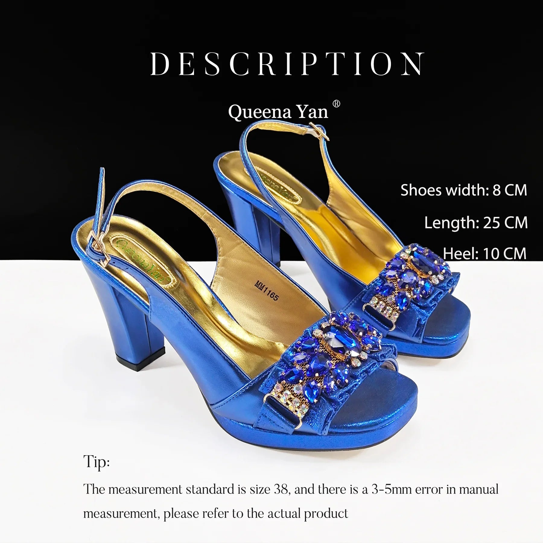 Elegant side profile of the Queena Yan Gold High Heels with super high hoof heels, exemplifying refined style and comfort for discerning women.