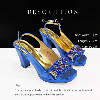 Elegant side profile of the Queena Yan Gold High Heels with super high hoof heels, exemplifying refined style and comfort for discerning women.