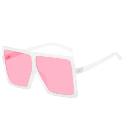 Stylish FenQiqi sunglasses on a fashion model, emphasizing the sophisticated square design and premium polycarbonate lenses.