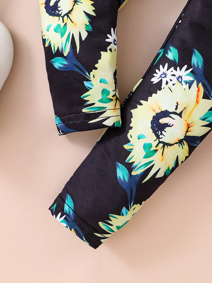 Chic and stylish solid flared sleeve top in a luxury 2-piece outfit for girls, designed for spring wear aged 4-6 years.