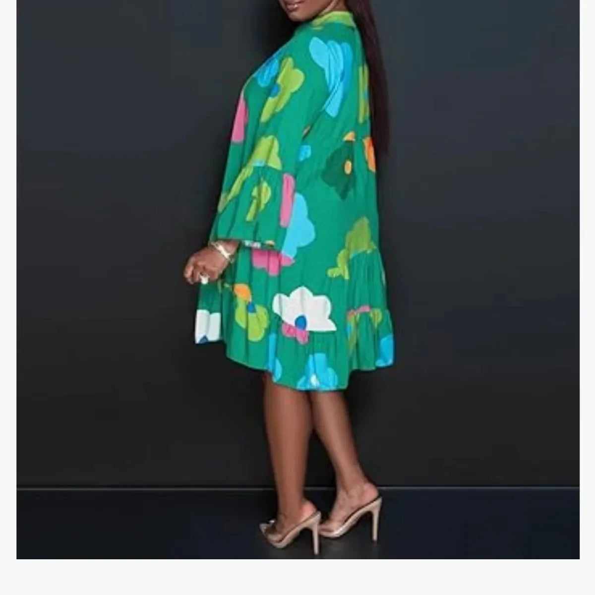 Sophisticated Loose Fit Women's Jumpsuit, featuring an artistic print and regular sleeve style, perfect for the autumn season.