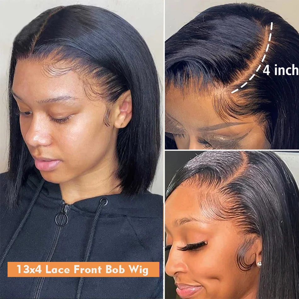 Elegant straight bob wig showcasing premium Brazilian hair, designed with 13x4 lace for a seamless blend and comfortable wear.