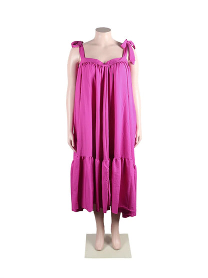 Beautiful Wmstar Plus Size Maxi Dress in Rich Purple, Featuring a Square Neckline, Tailored for Comfort and Elegance