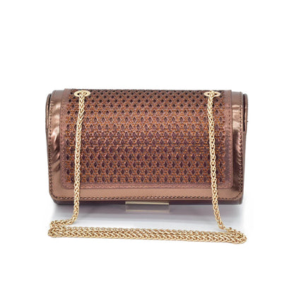 Chic women's pointed toe slingback high heels in gold with a stylish matching handbag, perfect for formal outings and weddings.