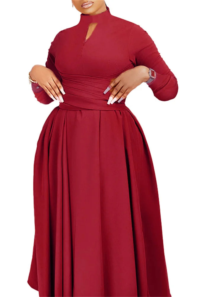 Close-up of the intricate detailing of Wmstar Plus Size Women's Dashiki Dress, highlighting the luxurious fabric and sophisticated cut.