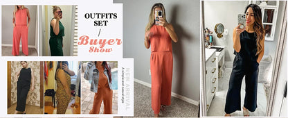 Luxurious wide leg pants in a vibrant print, elegantly matched with a sleeveless top, designed for a chic and sophisticated summer look.